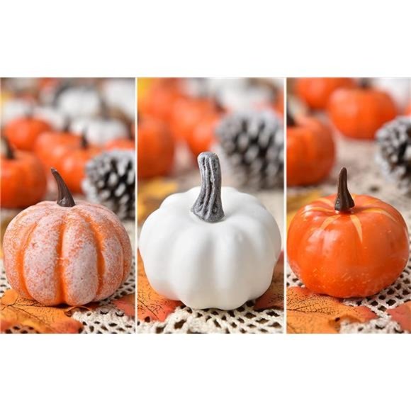 78Pcs Artificial Pumpkins Maple Harvest Fall Decoration for Autumn Thanksgiving - Picture 5 of 7